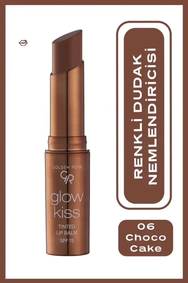 بالم لب رنگی گلدن رز مدل GLOW KISS شماره 06 رنگ CHOCO CAKE