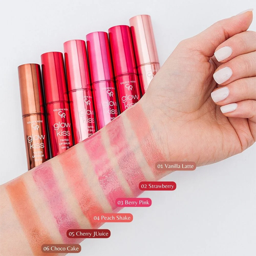 بالم لب رنگی گلدن رز مدل GLOW KISS شماره 06 رنگ CHOCO CAKE