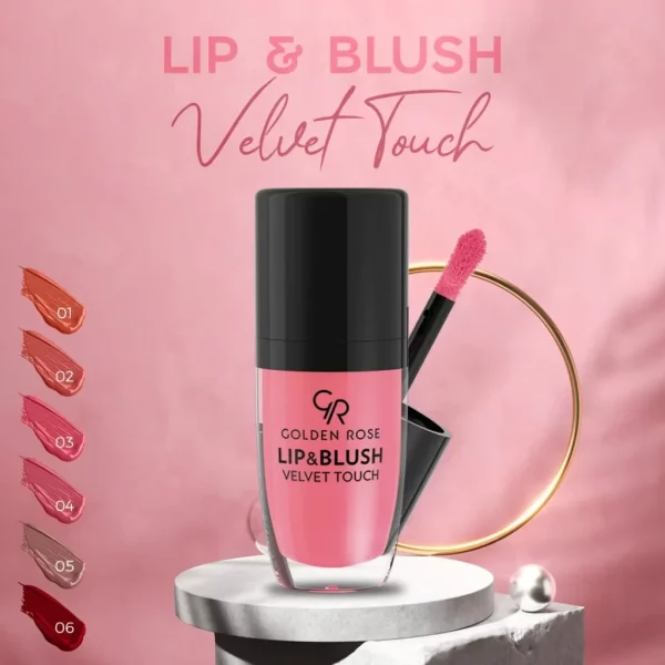 رژ لب و گونه گلدن رز مدل Velvet Touch شماره 02 مرجانی