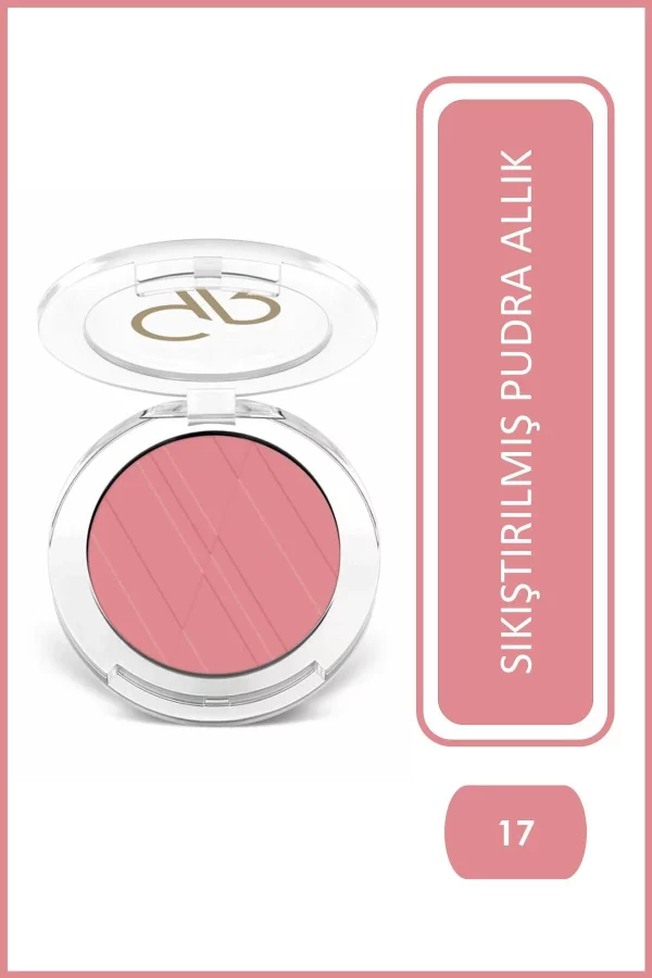 رژ گونه پودری گلدن رز مدل Powder Blush Soft And Silki رنگ Desire Pink شماره 17
