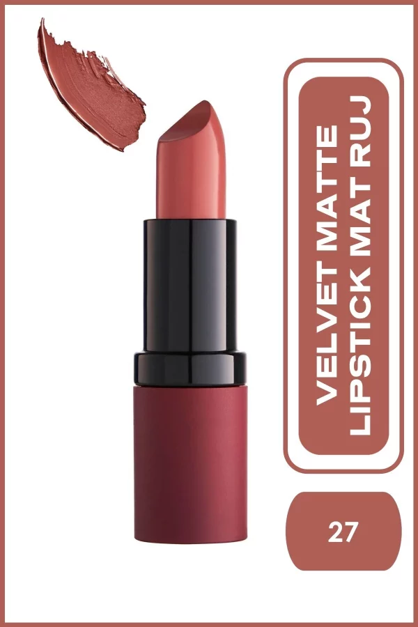 رژ لب جامد گلدن رز مدل Velvet Matte شماره ۲۷ رنگ Vintage Pink