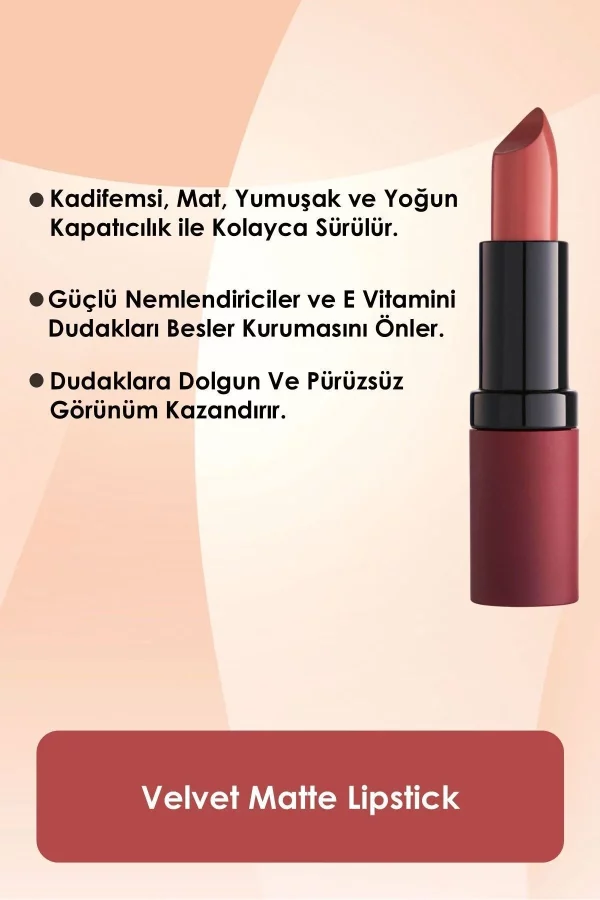 رژ لب جامد گلدن رز مدل Velvet Matte شماره ۲۷ رنگ Vintage Pink