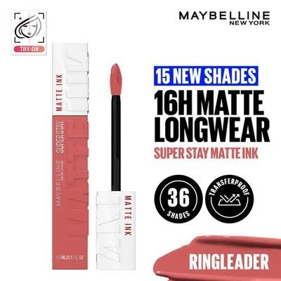 رژلب‌مایع 175 Ringleader میبلین سوپر استی مات اینک حجم 5 میلی‌لیتر