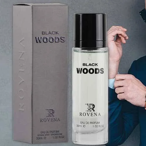 ادوپرفیوم بلک وود روونا مردانه مدل black woods با رایحه تلخ حجم 30میل 