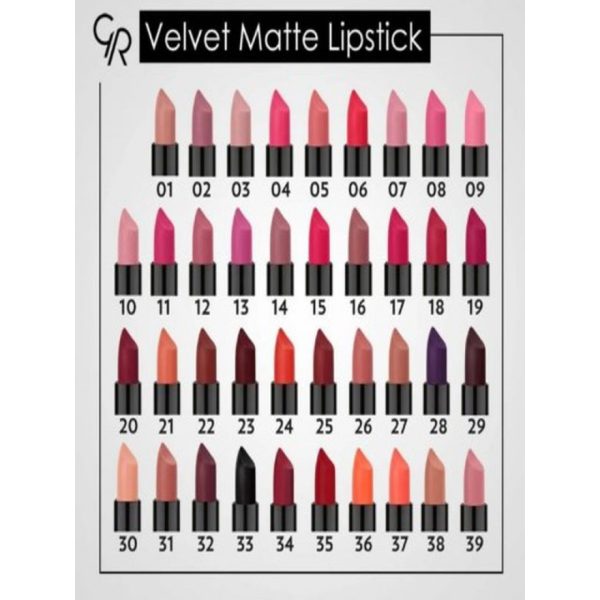 رژ لب جامد مات و مخملی گلدن رز مدل GR Velvet Matte Lipstick شماره 7
