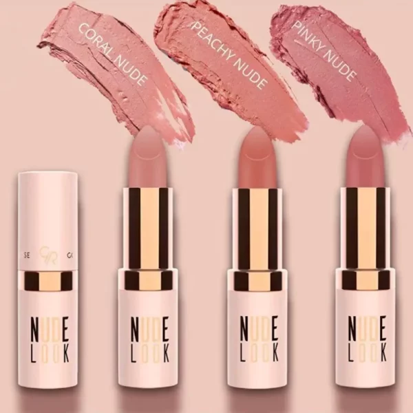 رژ لب جامد و مات گلدن رز Golden Rose سری Nude Look شماره 2 رنگ Peachy Nude