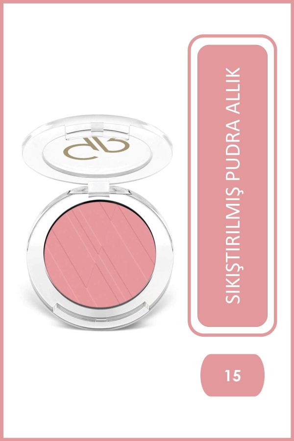 رژ گونه پودری گلدن رز مدل Powder Blush Soft And Silki رنگ Pink Kiss شماره 15