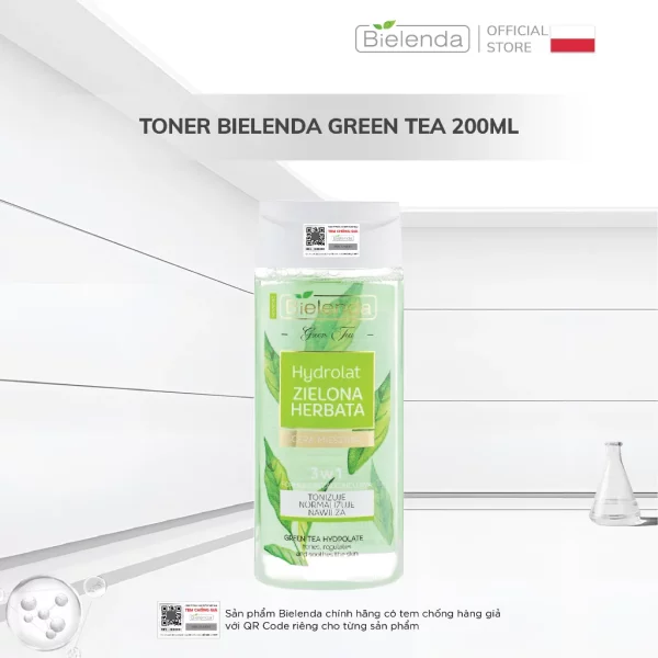 تونر 3کاره صورت بی‌یلندا مدل Green Tea حجم 200 میلی‌لیتر 