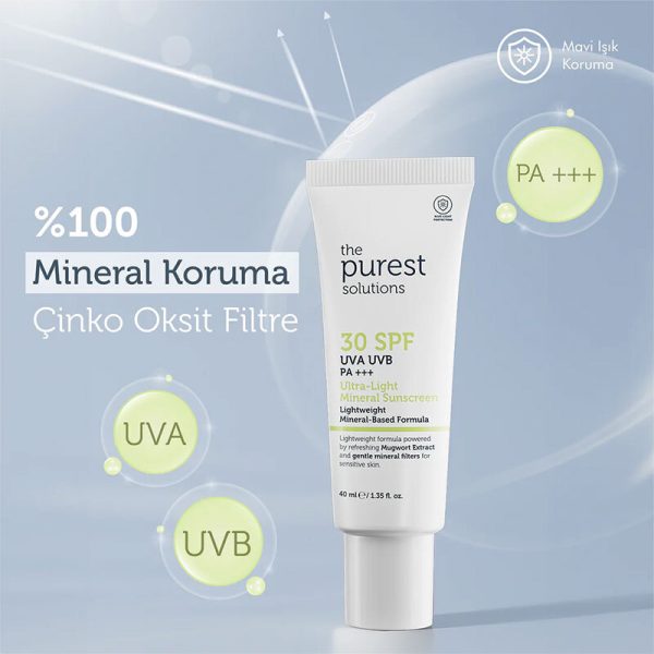 کرم ضد آفتاب فیزیکی با SPF 30 د پیورست سولوشنز مدل Mineral Filtreli حجم ۴۰ میل