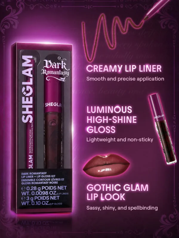 ست خط لب و لیپ گلاس شیکلم از کالکشن Dark Romantasy رنگ Rich Velvet