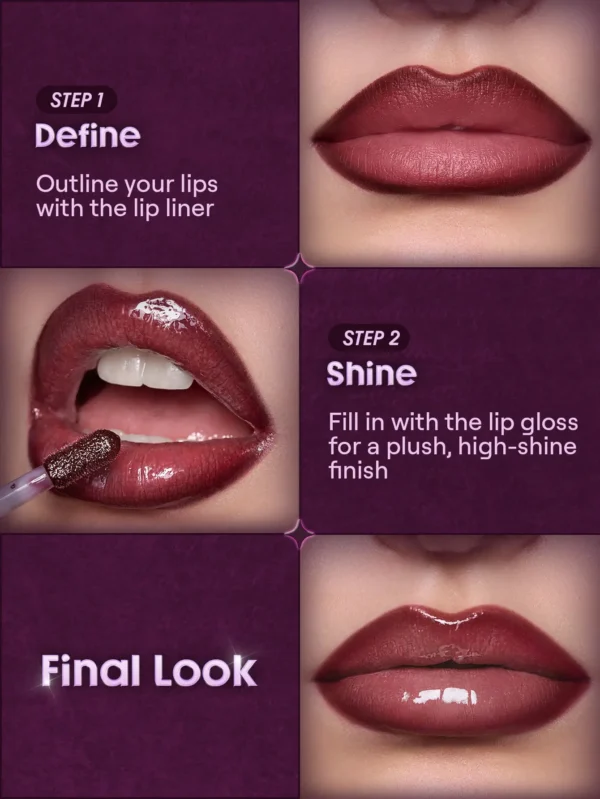 ست خط لب و لیپ گلاس شیکلم از کالکشن Dark Romantasy رنگ Rich Velvet